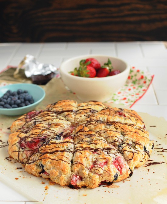 Berry Scones with Dark Chocolate Drizzle